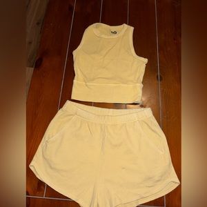so soft yellow two piece set lounge size small